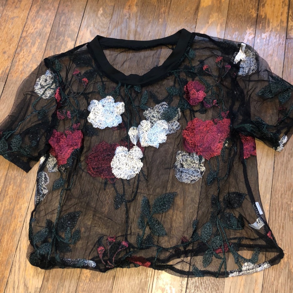 Floral mesh crop top